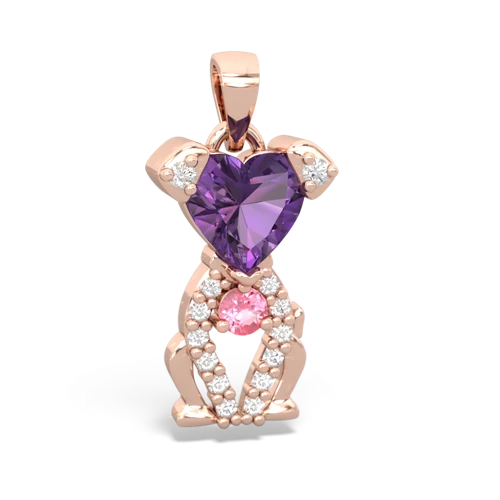 amethyst-pink sapphire birthstone puppy pendant