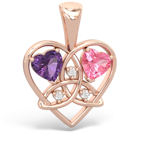 amethyst-pink sapphire celtic heart pendant