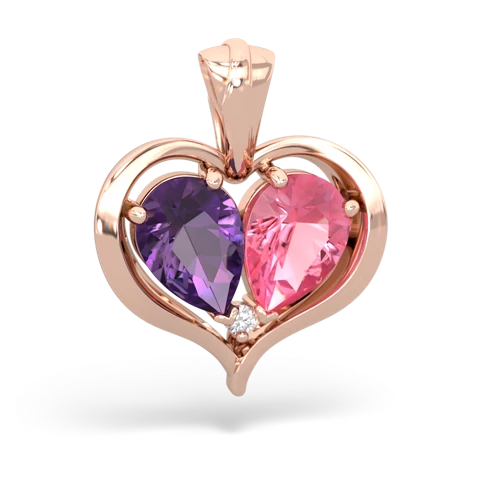 amethyst-pink sapphire half heart whole pendant
