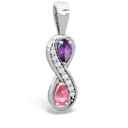 amethyst-pink sapphire keepsake infinity pendant