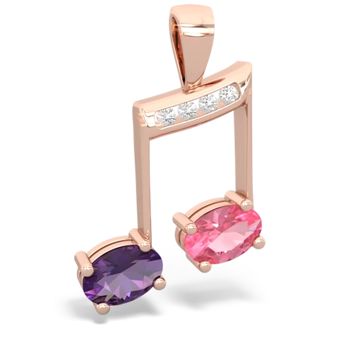 amethyst-pink sapphire music notes pendant