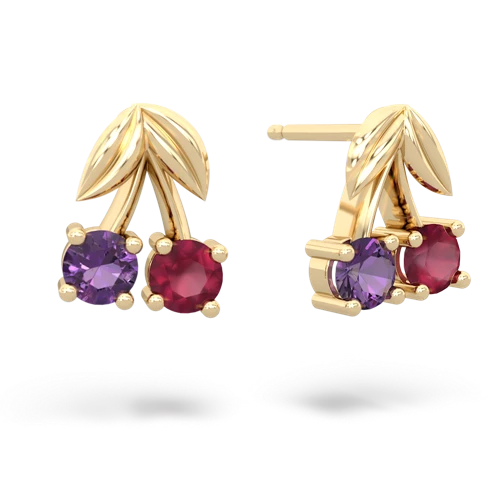 amethyst-ruby cherries earrings