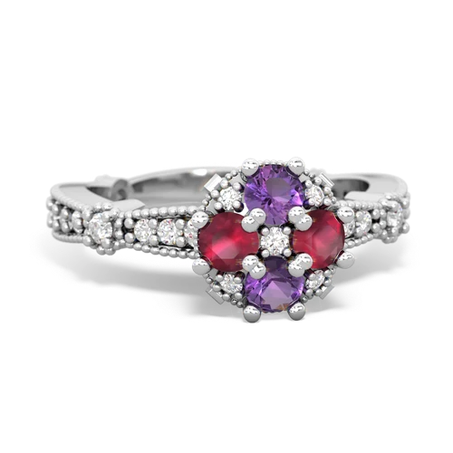 amethyst-ruby art deco engagement ring