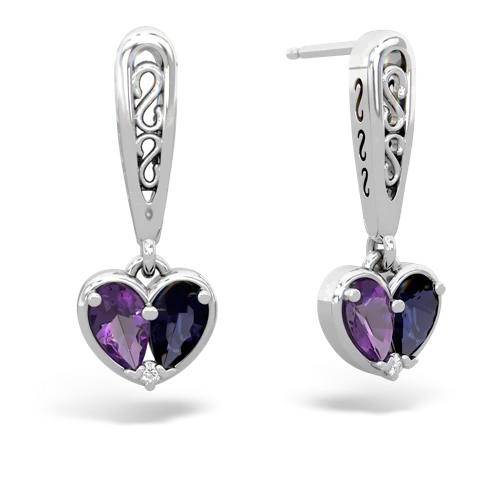 amethyst-sapphire filligree earrings