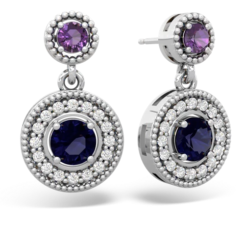 amethyst-sapphire halo earrings