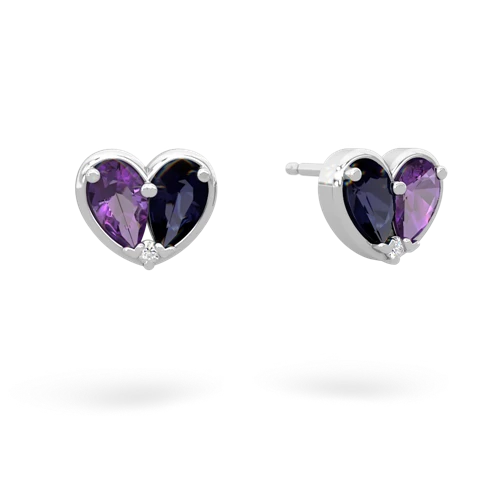 amethyst-sapphire one heart earrings