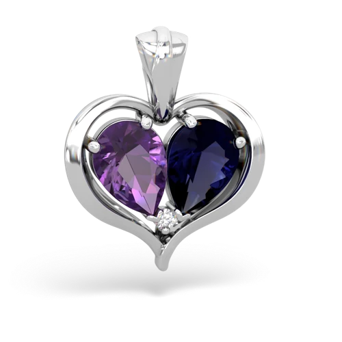 amethyst-sapphire half heart whole pendant