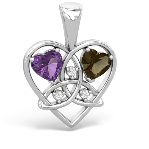 amethyst-smoky quartz celtic heart pendant