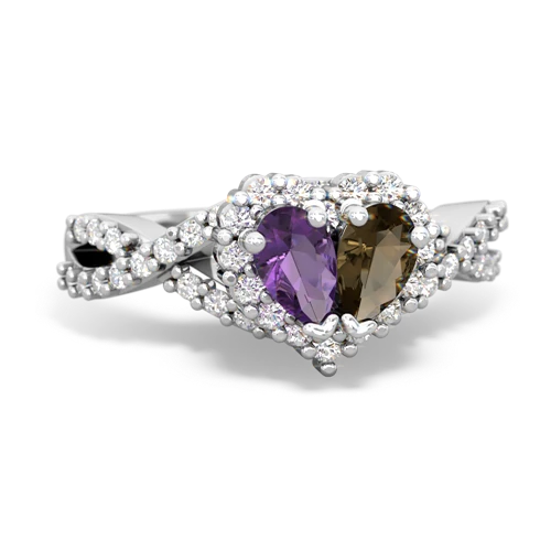 amethyst-smoky quartz engagement ring