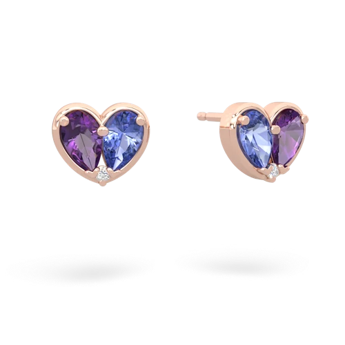 amethyst-tanzanite one heart earrings