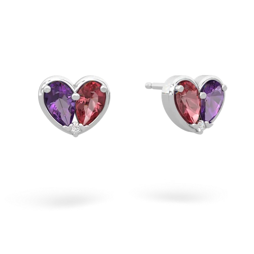 amethyst-tourmaline one heart earrings