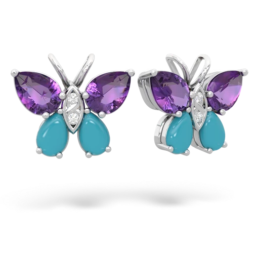 amethyst-turquoise butterfly earrings
