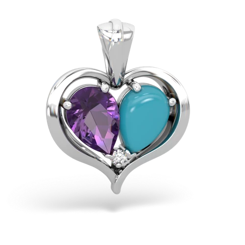 amethyst-turquoise half heart whole pendant