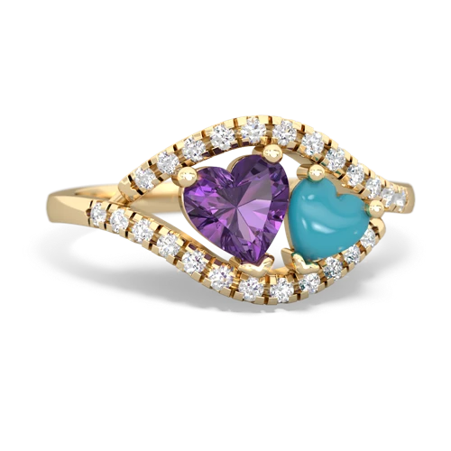 amethyst-turquoise mother child ring