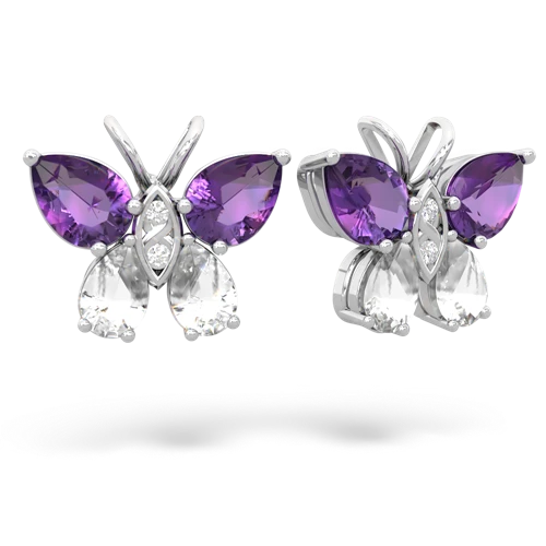 amethyst-white topaz butterfly earrings