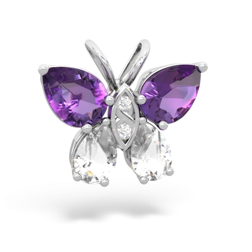 amethyst-white topaz butterfly pendant