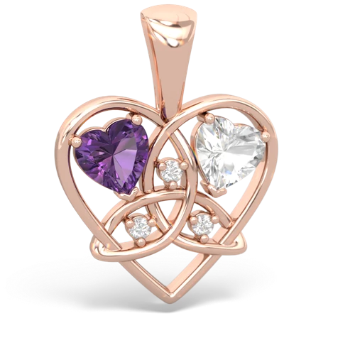 amethyst-white topaz celtic heart pendant