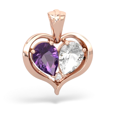 amethyst-white topaz half heart whole pendant