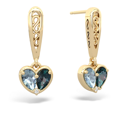 aquamarine-alexandrite filligree earrings