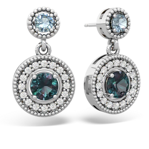 aquamarine-alexandrite halo earrings