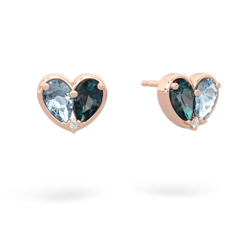 aquamarine-alexandrite one heart earrings