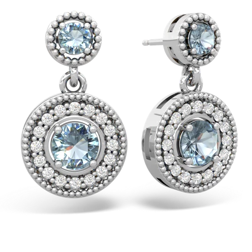 aquamarine-aquamarine halo earrings