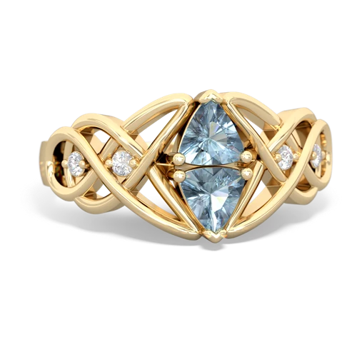 aquamarine-aquamarine celtic knot ring