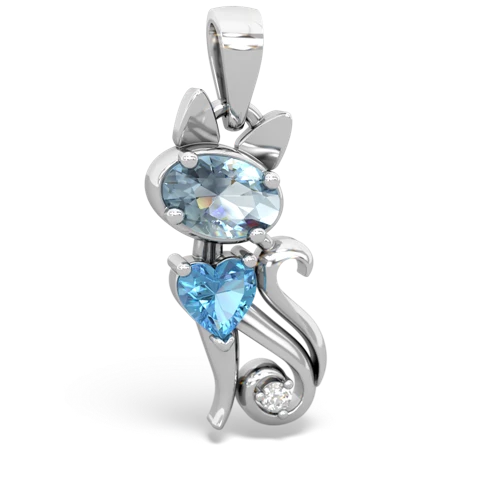 aquamarine-blue topaz kitten pendant