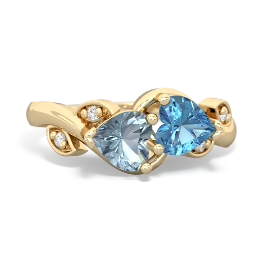 aquamarine-blue topaz floral keepsake ring