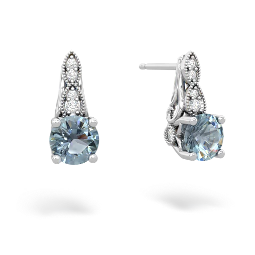 aquamarine halo drop earrings