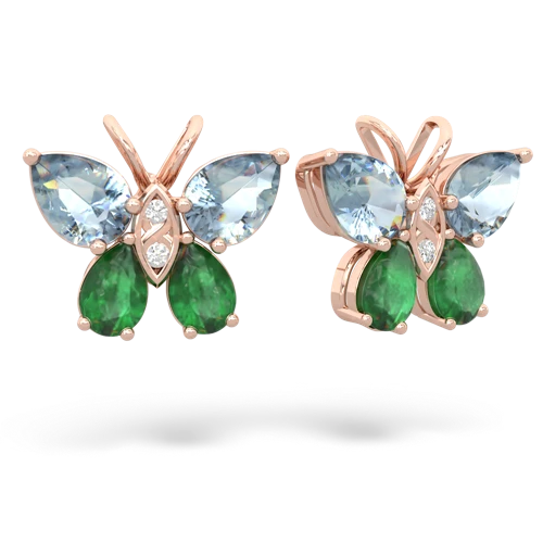 aquamarine-emerald butterfly earrings