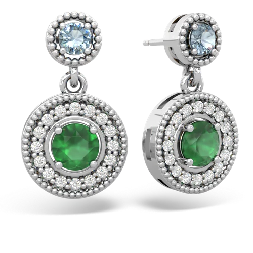 aquamarine-emerald halo earrings