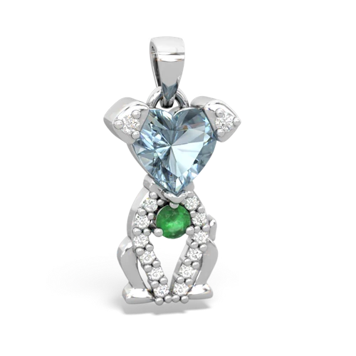 aquamarine-emerald birthstone puppy pendant