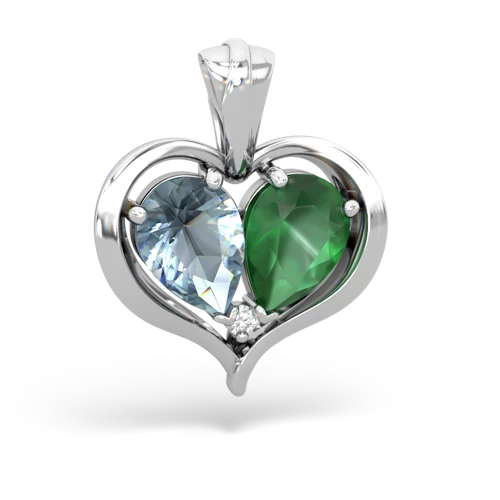 aquamarine-emerald half heart whole pendant
