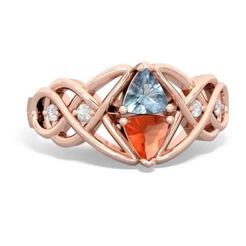 aquamarine-fire opal celtic knot ring