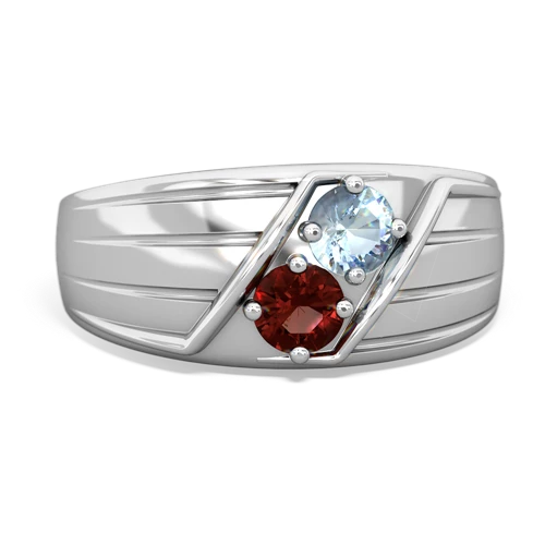 aquamarine-garnet mens ring