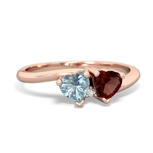 aquamarine-garnet sweethearts promise ring