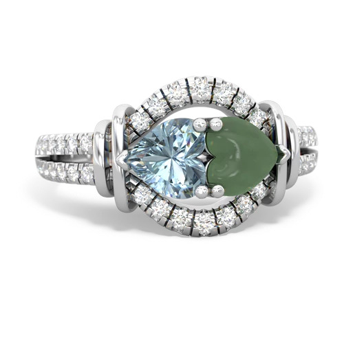 aquamarine-jade pave keepsake ring
