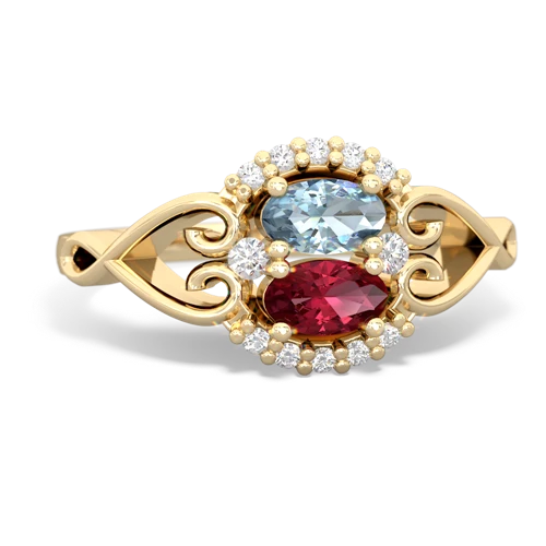 aquamarine-lab ruby antique keepsake ring
