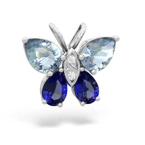 aquamarine-lab sapphire butterfly pendant