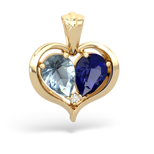 aquamarine-lab sapphire half heart whole pendant