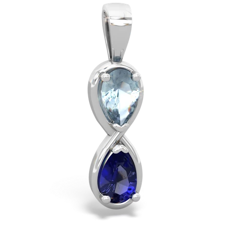 aquamarine-lab sapphire infinity pendant