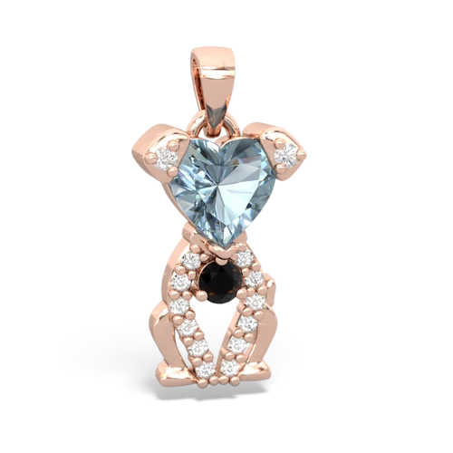 aquamarine-onyx birthstone puppy pendant