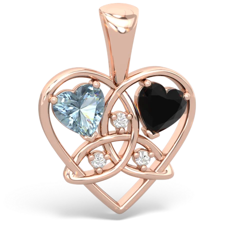 aquamarine-onyx celtic heart pendant