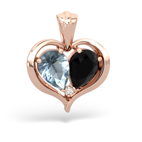 aquamarine-onyx half heart whole pendant