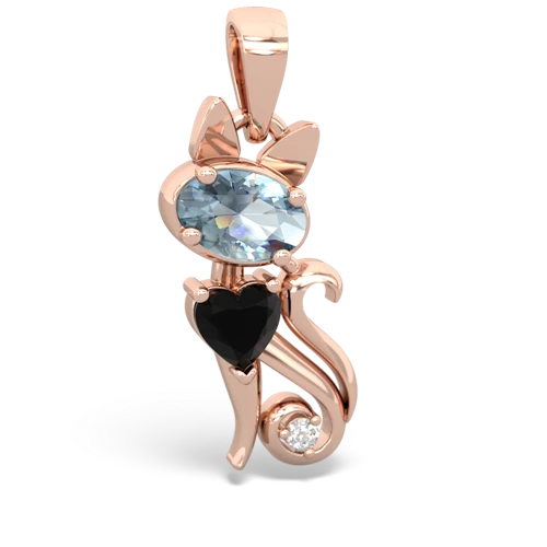 aquamarine-onyx kitten pendant