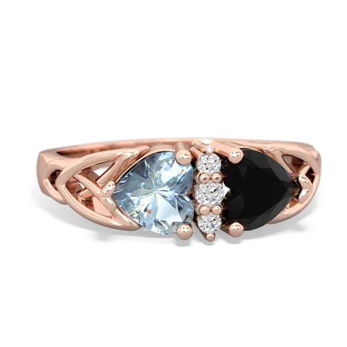 aquamarine-onyx celtic ring