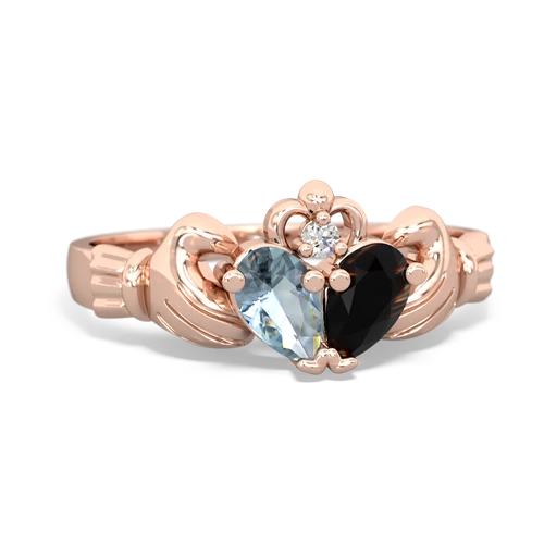 aquamarine-onyx claddagh ring