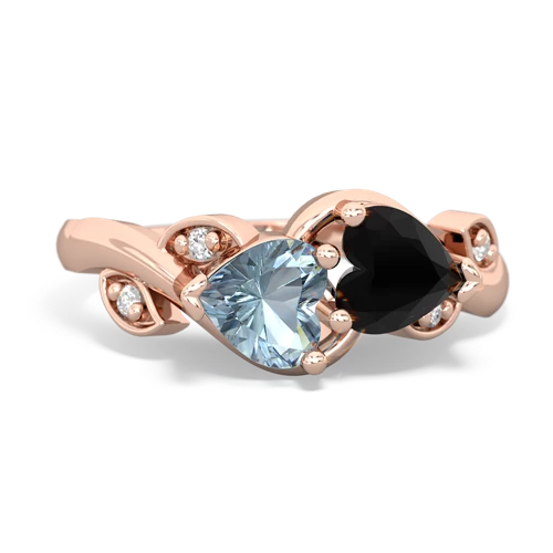 aquamarine-onyx floral keepsake ring