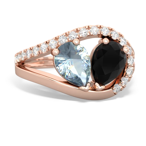 aquamarine-onyx pave heart ring